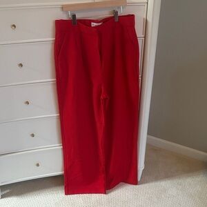 Abercrombie & Fitch Red Wide-Leg Dress Pants